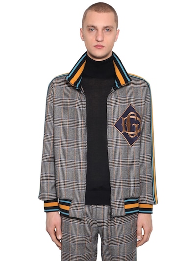 DOLCE & GABBANA ZIP-UP CHECKED WOOL BLEND JACKET,70I0B2017-UZGXMDA1