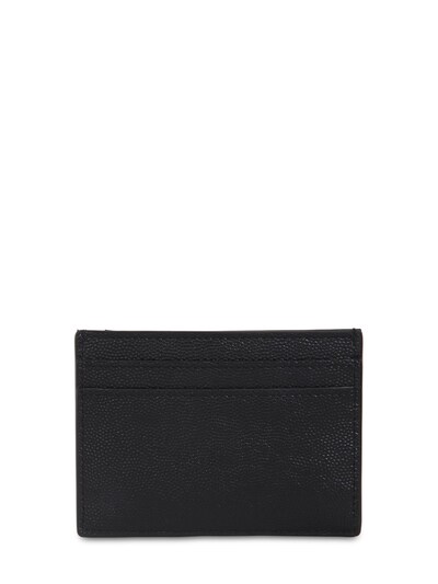 Shop Saint Laurent Logo Grain Leather Card Holder In Black