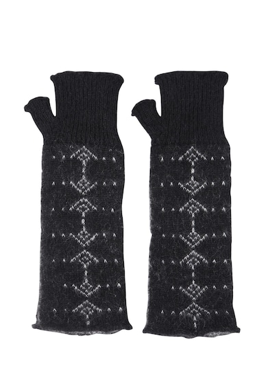 Saint Laurent Mohair & Wool Gloves In Black