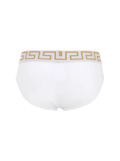 Shop Versace Pack Of 3 Stretch Cotton Briefs In White