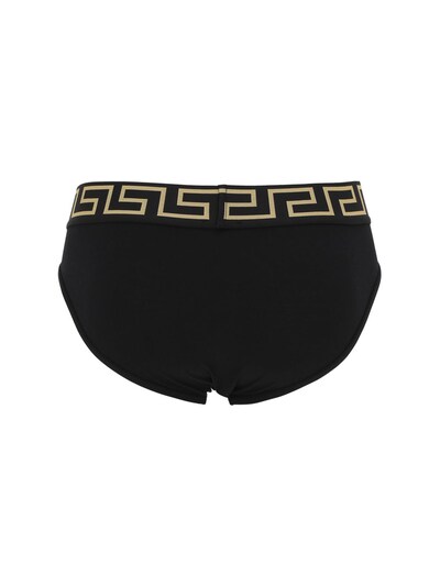 Shop Versace Pack Of 3 Stretch Cotton Briefs In Black