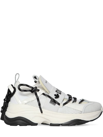 DSQUARED2 70MM D-BUMPY ONE LEATHER & MESH SNEAKERS,70I0EO004-TTEWNDG1