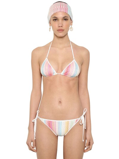 Missoni Printed Triangle Bikini Lycra Swimsuit In Multicolor