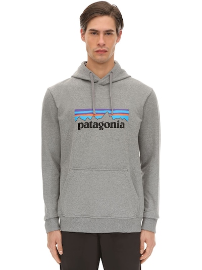 Patagonia P-6 Logo Uprisal Print Sweatshirt Hoodie In Light Grey