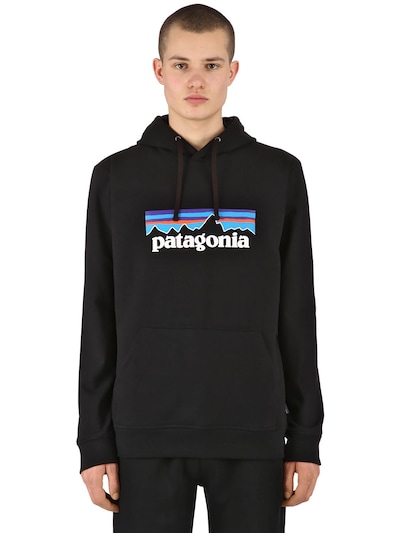 Patagonia P-6 Logo Uprisal Print Sweatshirt Hoodie In Black
