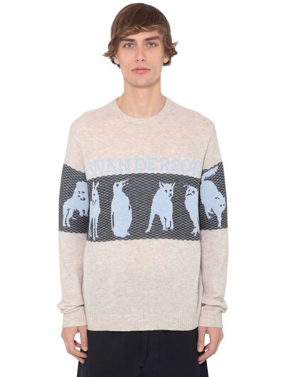 JW ANDERSON ANIMAL LOGO WOOL BLEND KNIT SWEATER,70I0M4005-MTA50