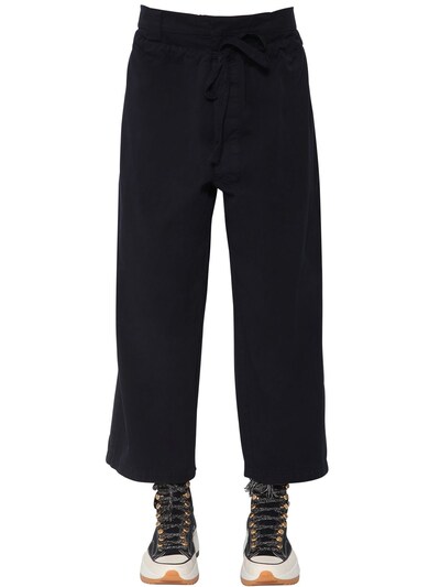 Jw Anderson Double Front Flap Cotton Canvas Pants In Navy