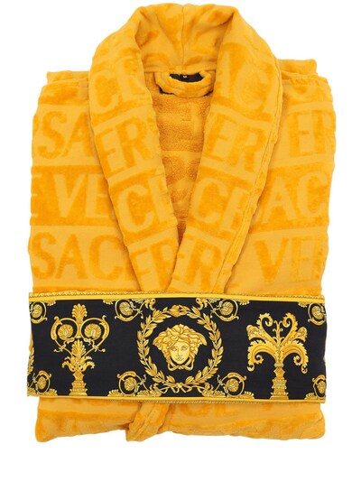 versace home barocco & robe cotton bathrobe