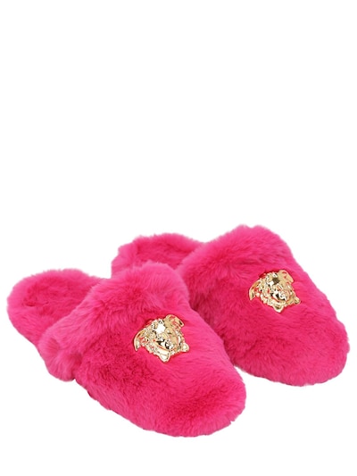 Versace - Medusa faux fur slippers 