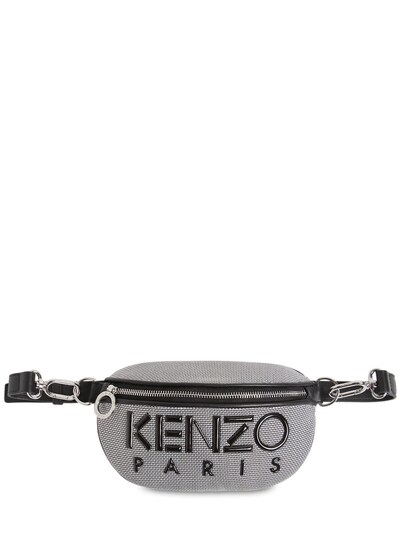 Kenzo Logo科技织物网眼腰包 In Silver