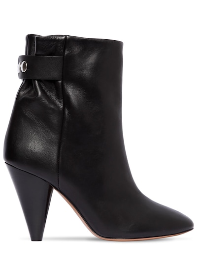 ISABEL MARANT 90MM LYSTAL LEATHER ANKLE BOOTS,70I1K7004-MDFCSW2