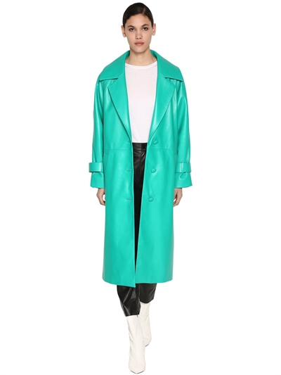 green leather coat
