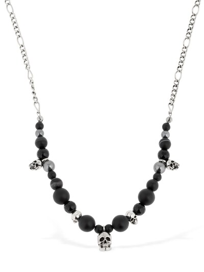 Alexander Mcqueen Skull Beads Necklace Black Luisaviaroma