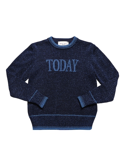 Alberta Ferretti Today Viscose Lurex Sweater Navy Luisaviaroma