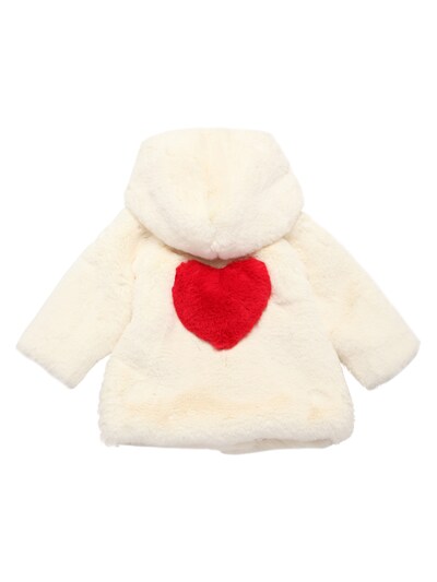 white fur coat red lining
