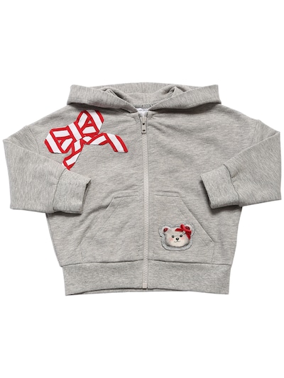 red and white zip up hoodie