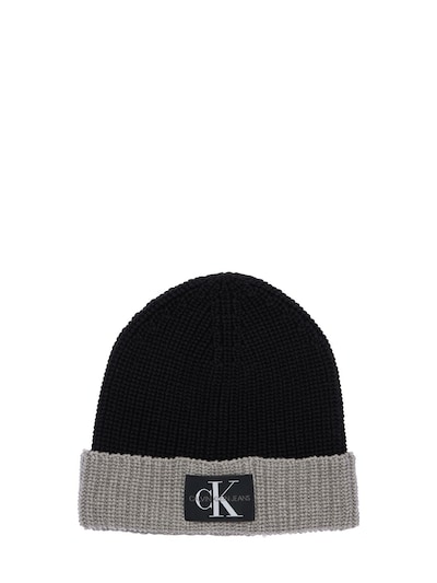 calvin klein logo patch beanie