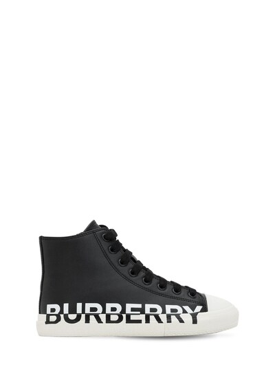 burberry logo print leather sneakers