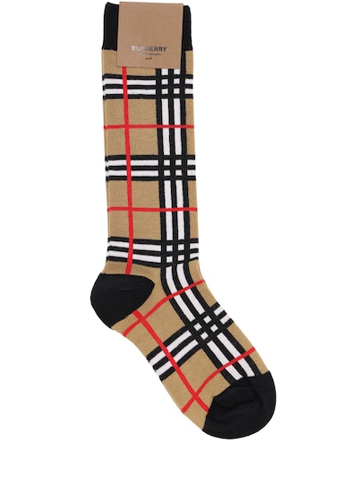 Burberry - Check cotton blend knit socks - Beige | Luisaviaroma