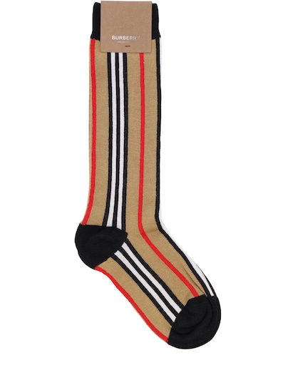 Icon striped cotton blend knit socks 