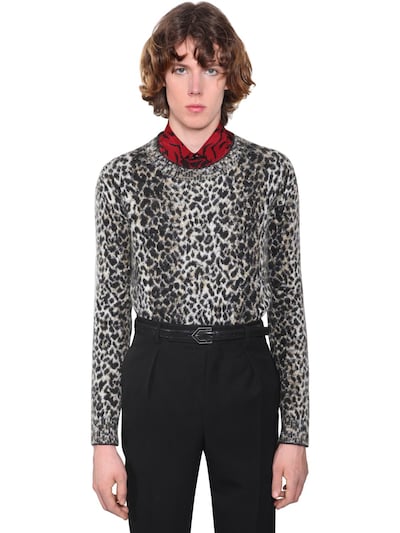 SAINT LAURENT MOHAIR & WOOL JACQUARD jumper,70I25Z016-OTC5NA2