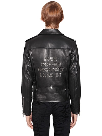 Saint Laurent Embellished Classic Leather Biker Jacket In Black | ModeSens