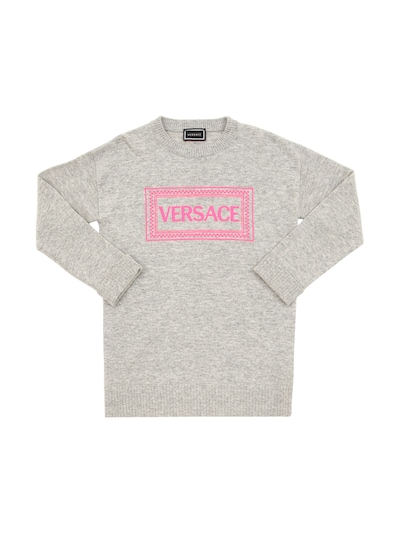 Versace Embroidered Application Logo Wool Ribbed Knit Vintage