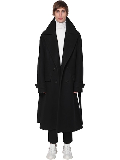 Juun.j Double Breasted Wool Coat In Black | ModeSens