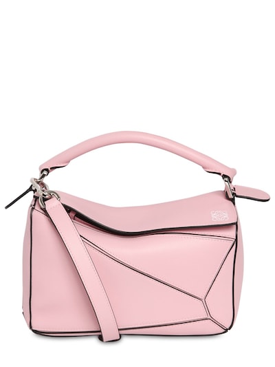 Loewe Small Puzzle Leather Top Handle Bag In Pastel Pink