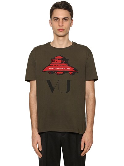 VALENTINO “VU UFO”印花纯棉平纹针织T恤,70I3GS008-RUO00