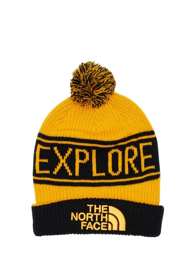 yellow north face beanie