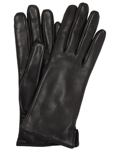 real fur lined leather gloves