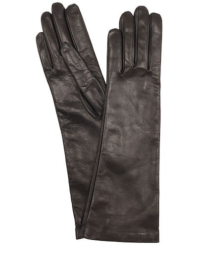 Mario Portolano Long Leather Gloves In Black