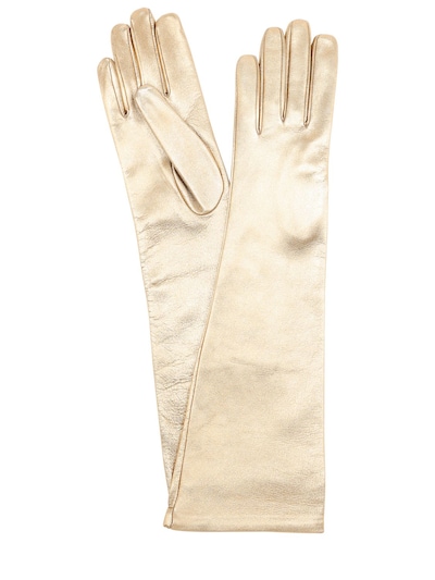 Mario Portolano Long Metallic Leather Gloves In Mekong