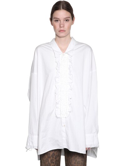 R13 Drop Neck Cotton Tuxedo Shirt In White ModeSens