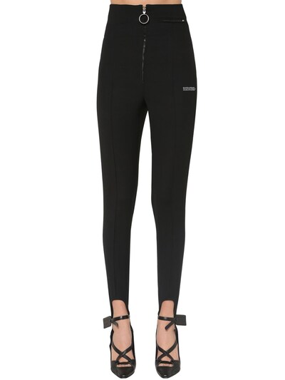Shop Off-white High Waist Fitted Crepe  Pants In Black