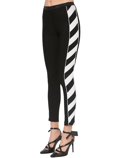 Off-white Diagonal Stripe Leggings In Black/white | ModeSens