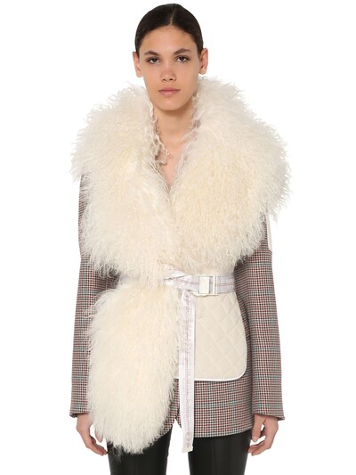 Off-white Quilted Waistcoat W/ Shearling In White