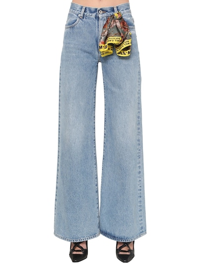 off white wide leg jeans