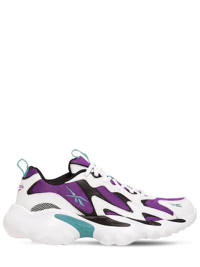 Reebok Dmx Series 1000 Mesh & Leather Sneakers In White,purple