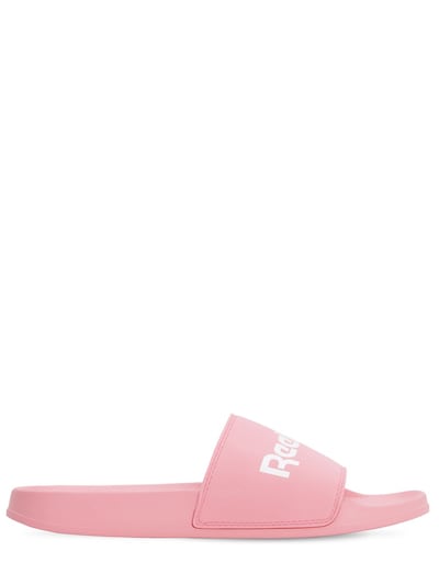 Reebok Logo Rubber Slide Sandals In Pink White Modesens