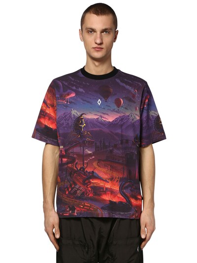 MARCELO BURLON COUNTY OF MILAN PRINTED FANTASY OVER JERSEY T-SHIRT,70I4PL008-ODGWMQ2