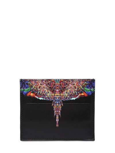 Marcelo Burlon County Of Milan Printed Wings Leather Card Holder In Black