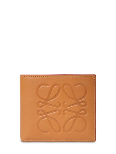 Loewe Embossed Logo Leather Billfold Wallet In Honey,red