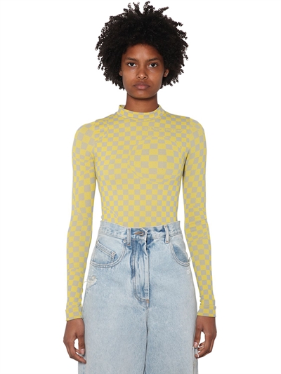Off White Intarsia Tech Knit Top Yellow Beige Luisaviaroma