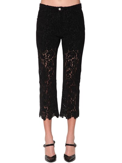 PHILOSOPHY DI LORENZO SERAFINI LACE VELVET CROPPED PANTS,70I4TE033-NTU10