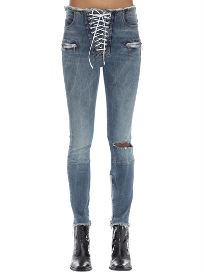 skinny leg cotton denim pants 