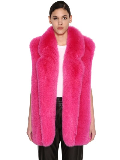 Blancha Long Shadow Fur Waistcoat In Shocking Pink
