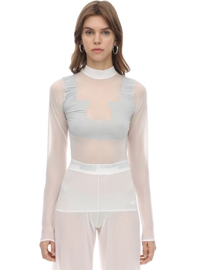 white mesh long sleeve top