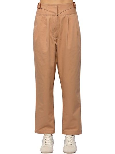 Loewe Cropped Cotton Canvas Chino Pants In Beige